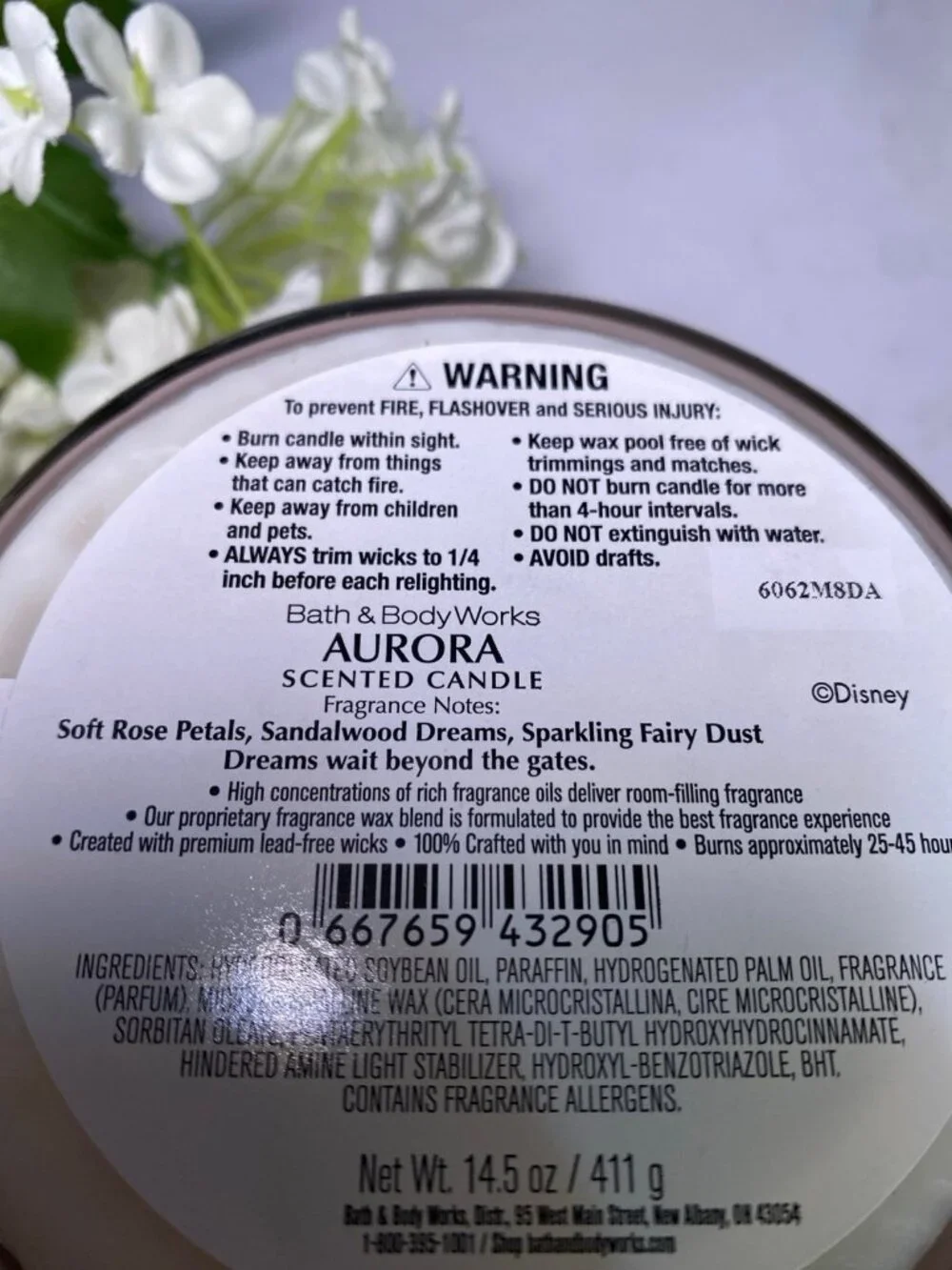 “Aurora” Disney Princess Limited Edition Bath & Body Works New 3 Wick Candle